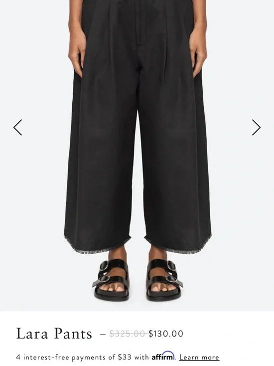 Sea New York Black Linen Pleated Wide Leg Lara pants - Picture 6 of 9